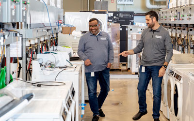 Maytag employees in Whirlpool Commercial laundry tech center